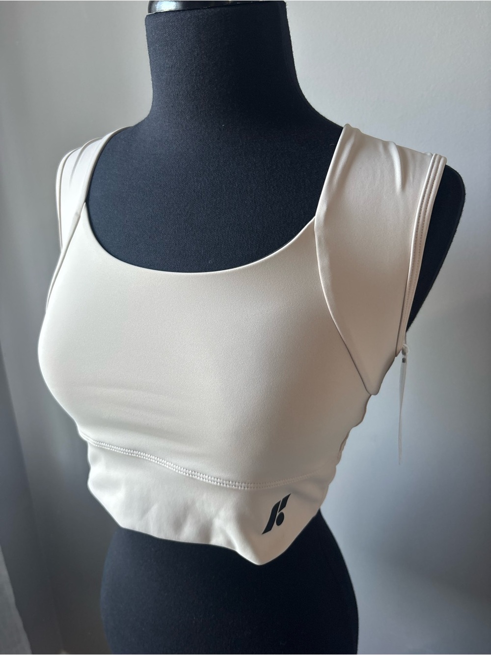 Neutral Cream High-Support Sports Bra Crop Top
